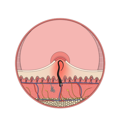 An illustration of an ingrown hair